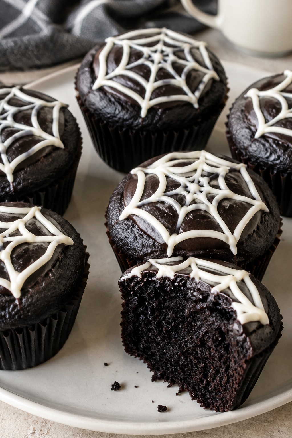 Spiderweb Black Cocoa Cupcakes
