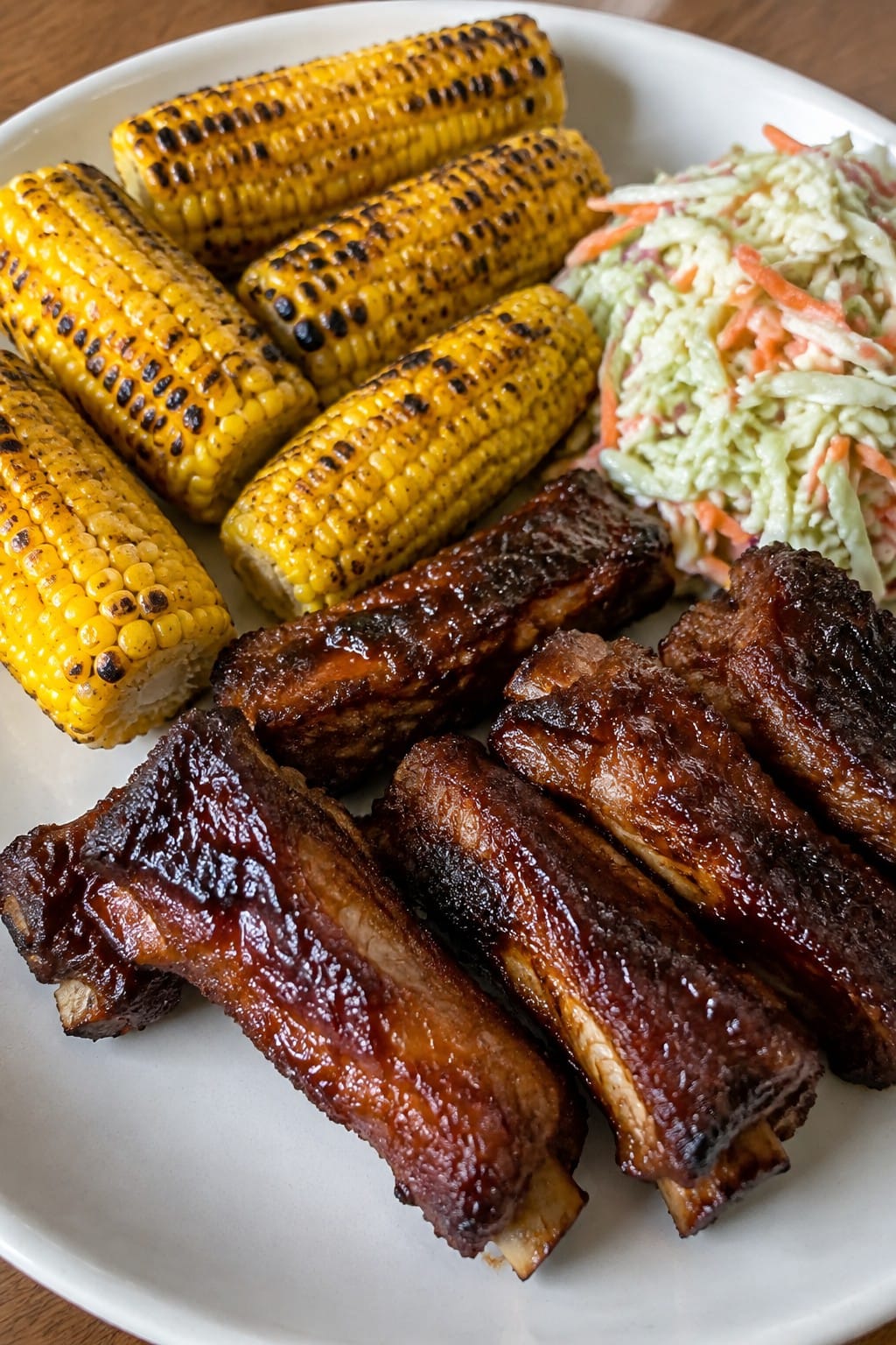 Bat-Wing Barbecue Ribs with Charred Corn and Slaw