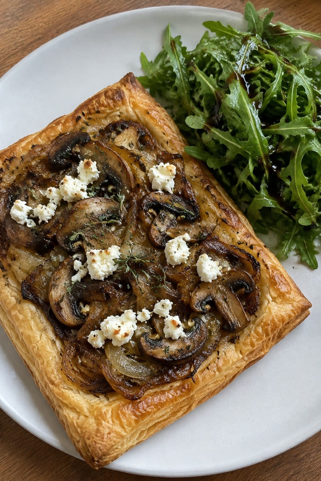 Caramelized Onion and Mushroom Tart with Arugula Side Salad