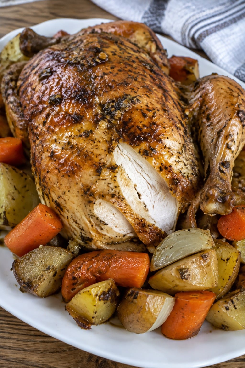 Garlic Roasted Vampire Chicken with Herb-Roasted Vegetables
