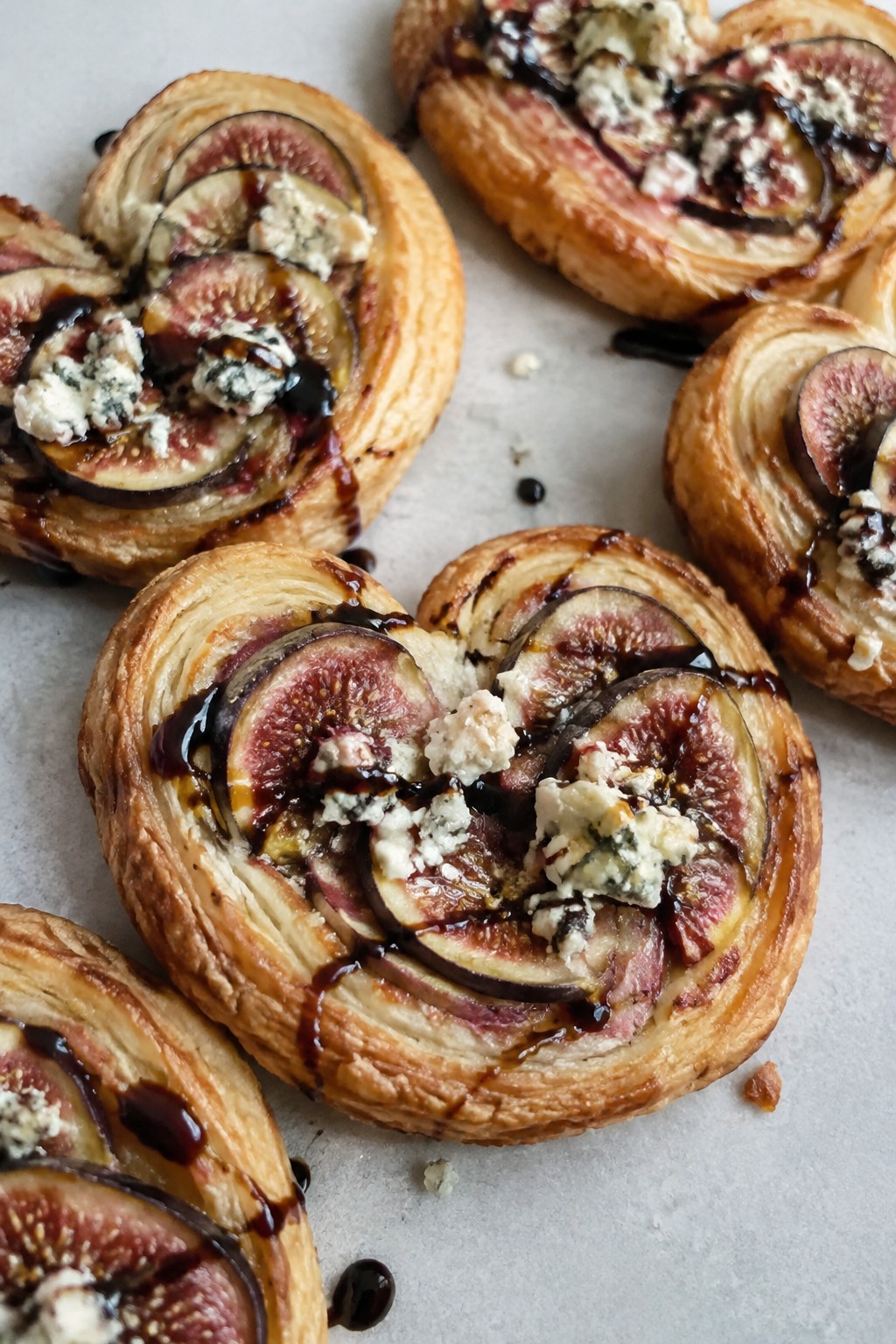 Fig and Gorgonzola Palmiers with Aged Balsamic