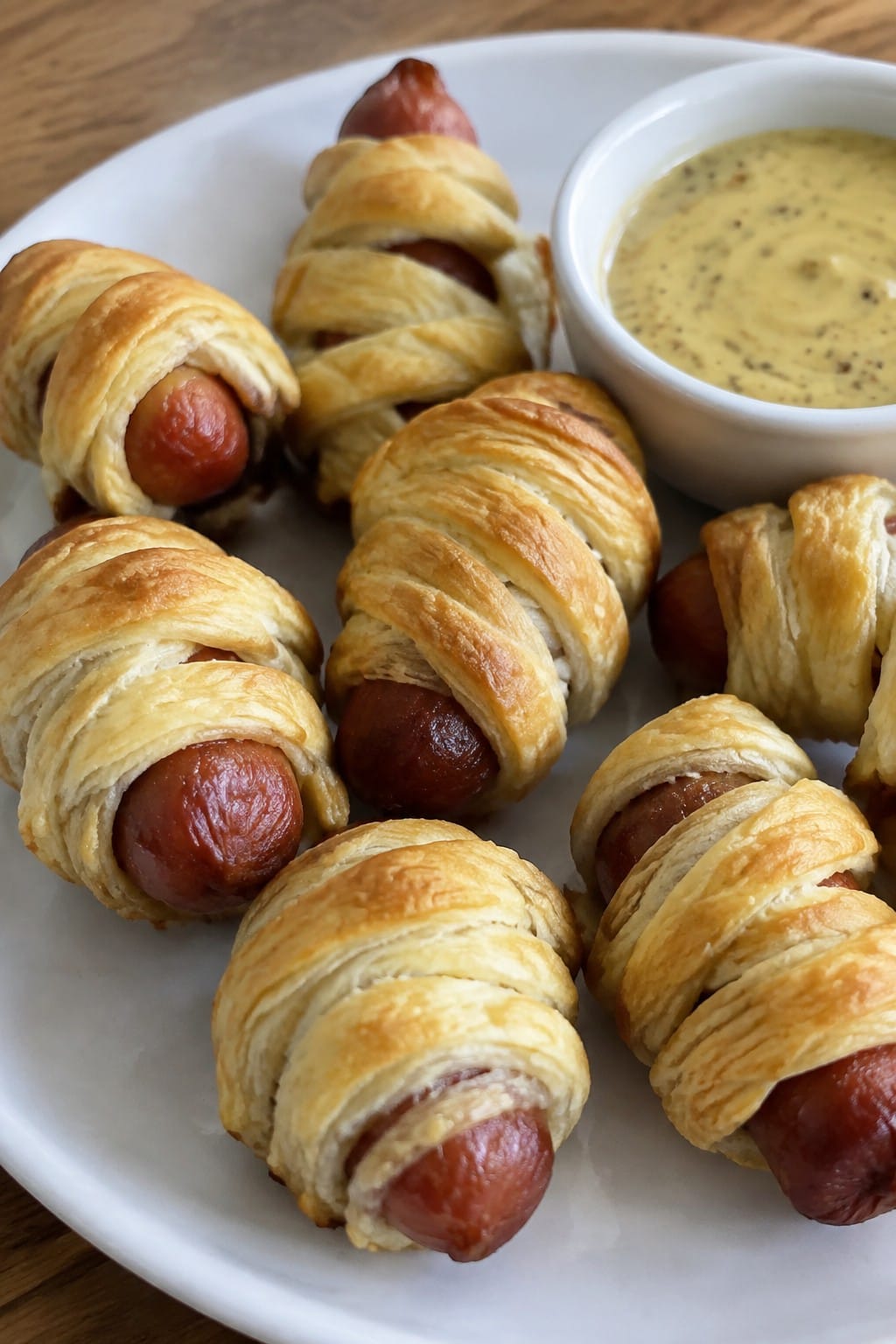Mummy-Wrapped Pigs in a Blanket with Honey Mustard Dip