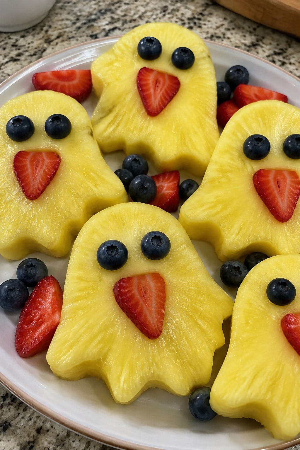 Pineapple Ghost Faces with Berry Mouths