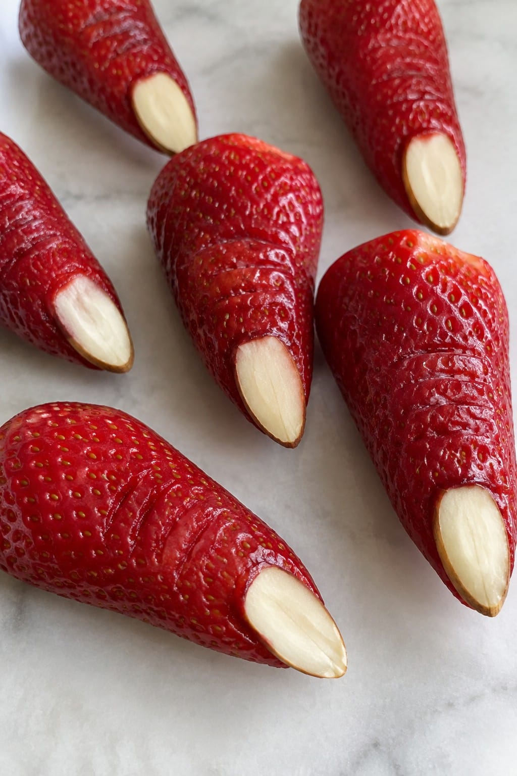 Strawberry Witch Finger Bites with Almond Slices
