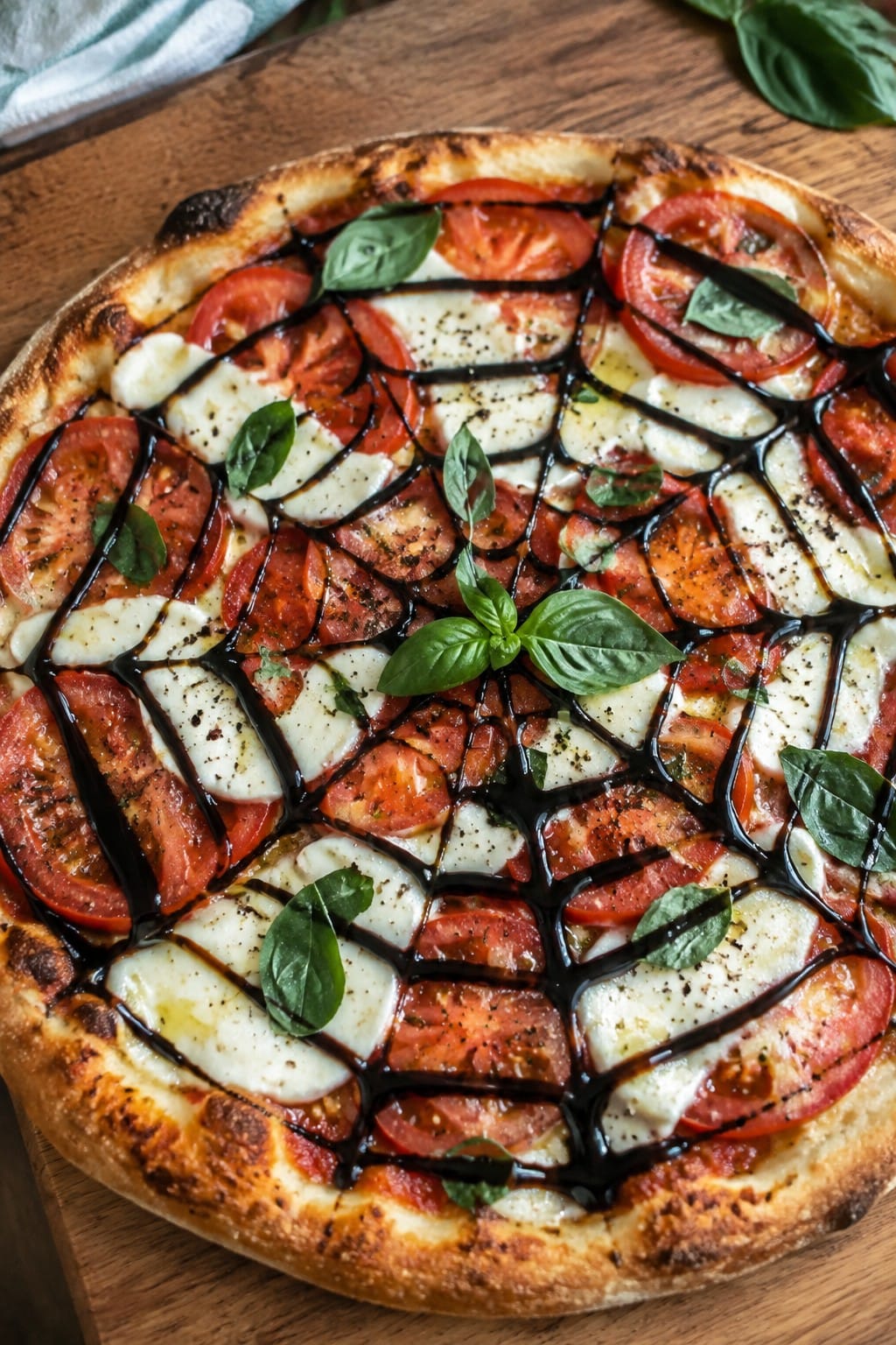 Spiderweb Caprese with Balsamic Drizzle
