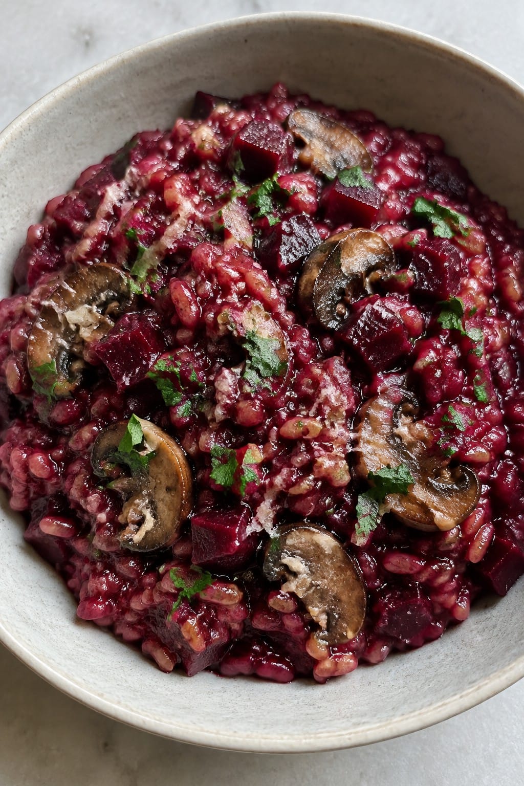 Bloody Beet and Mushroom Risotto