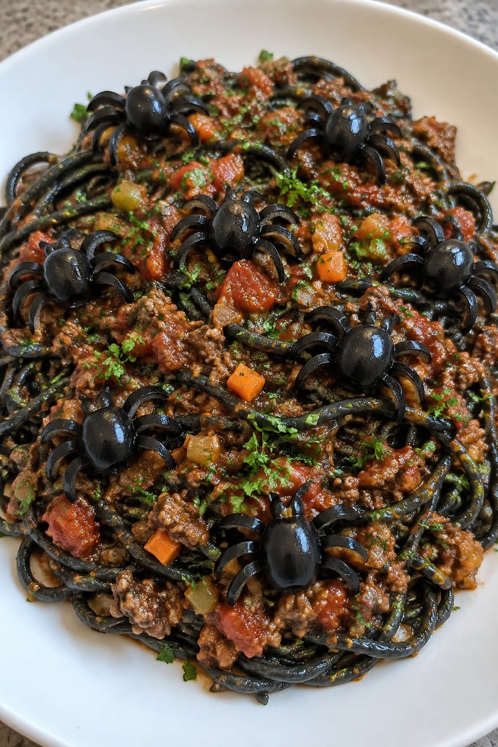 Creepy Crawly Squid Ink Pasta Bolognese