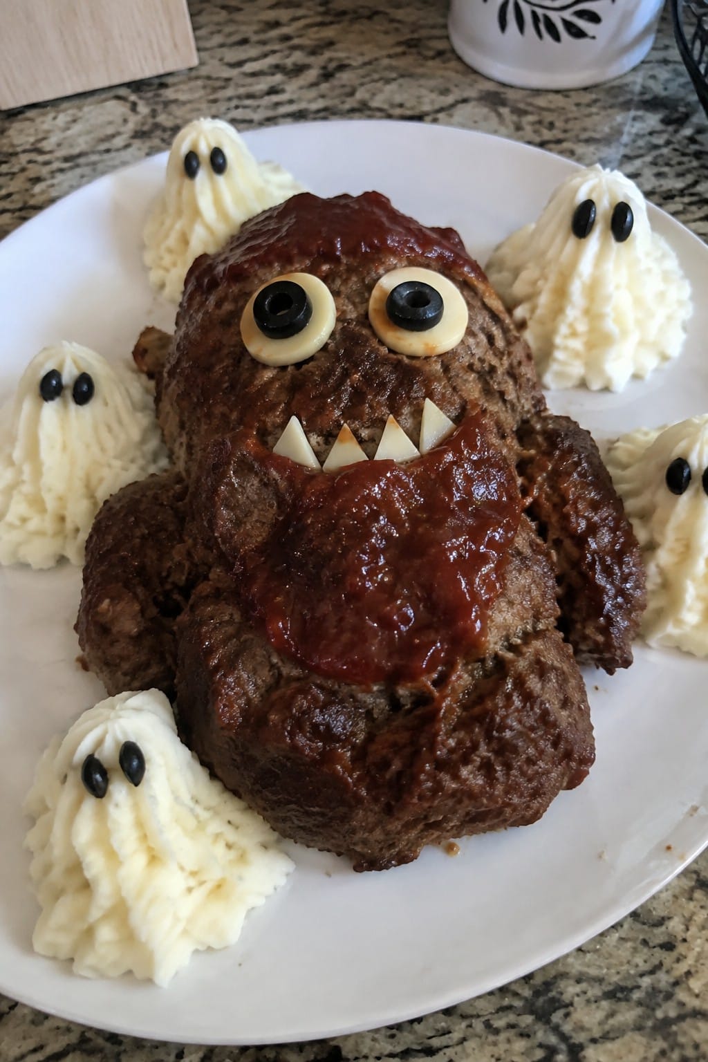Monster Meatloaf with Mashed Potato Ghosts