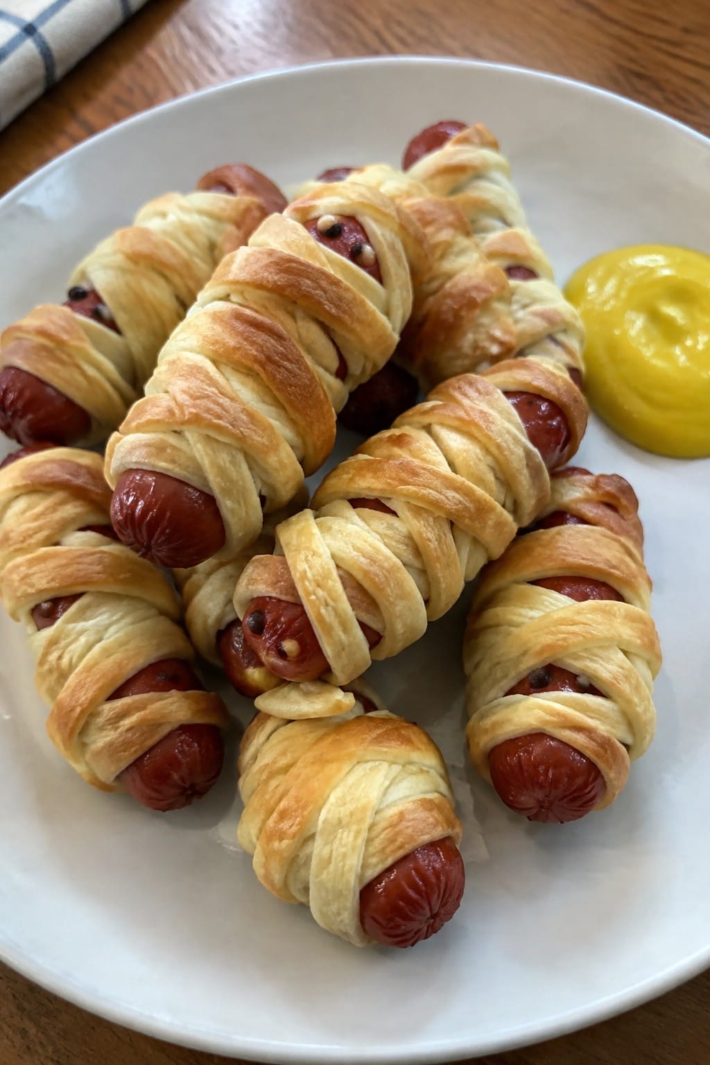 Mummy-Wrapped Sausage Rolls with Mustard