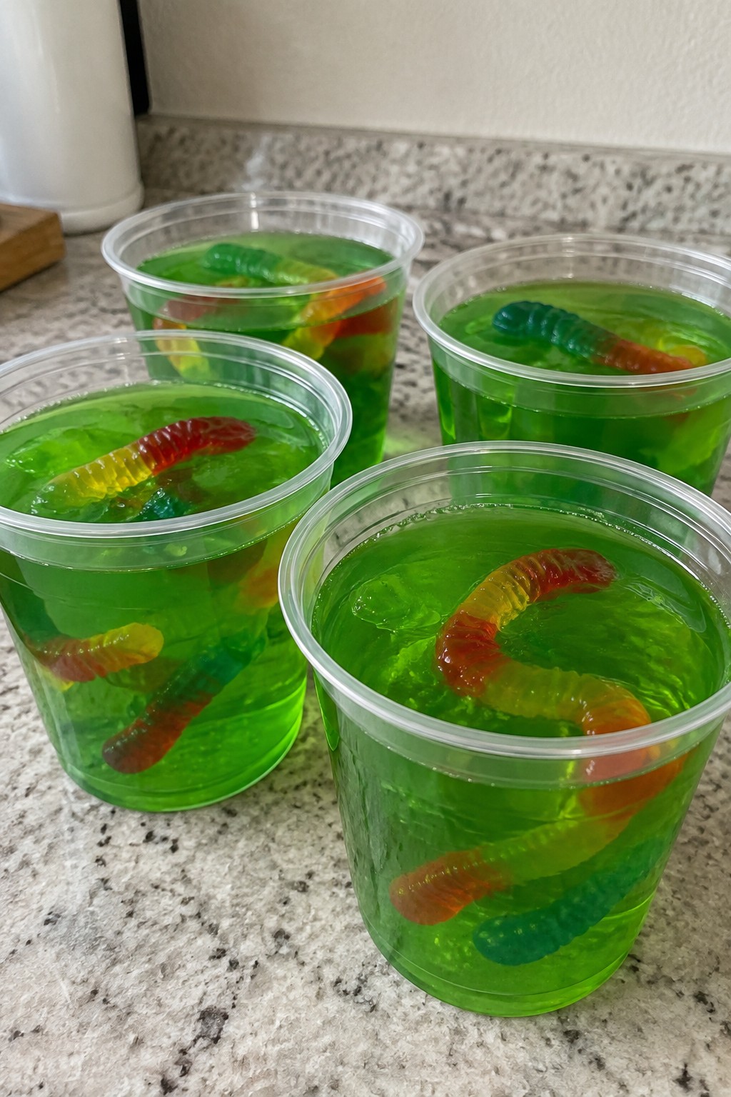 Creepy Crawly Gummy Worm Jello Cups