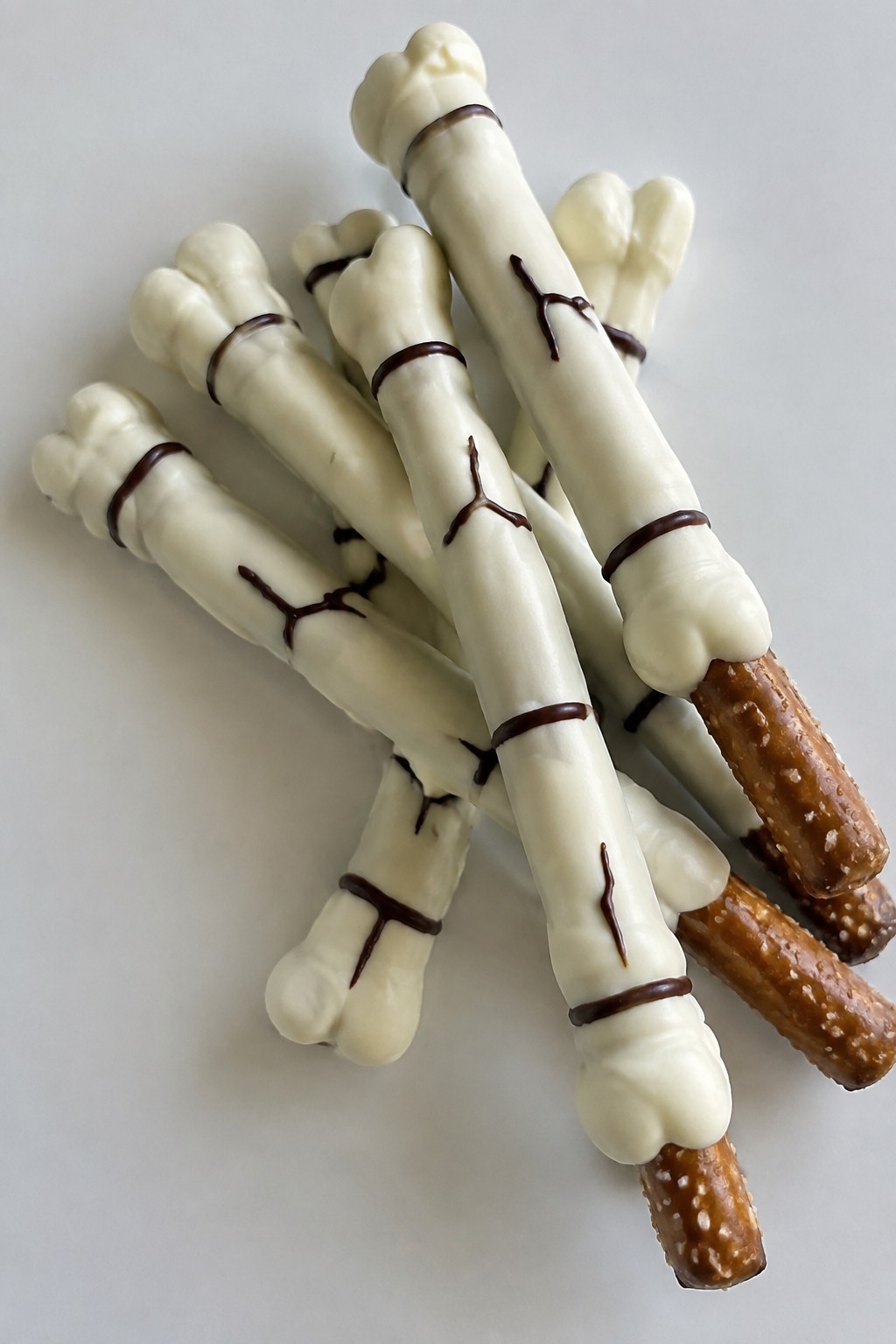Skeleton Bone Chocolate-Dipped Pretzels