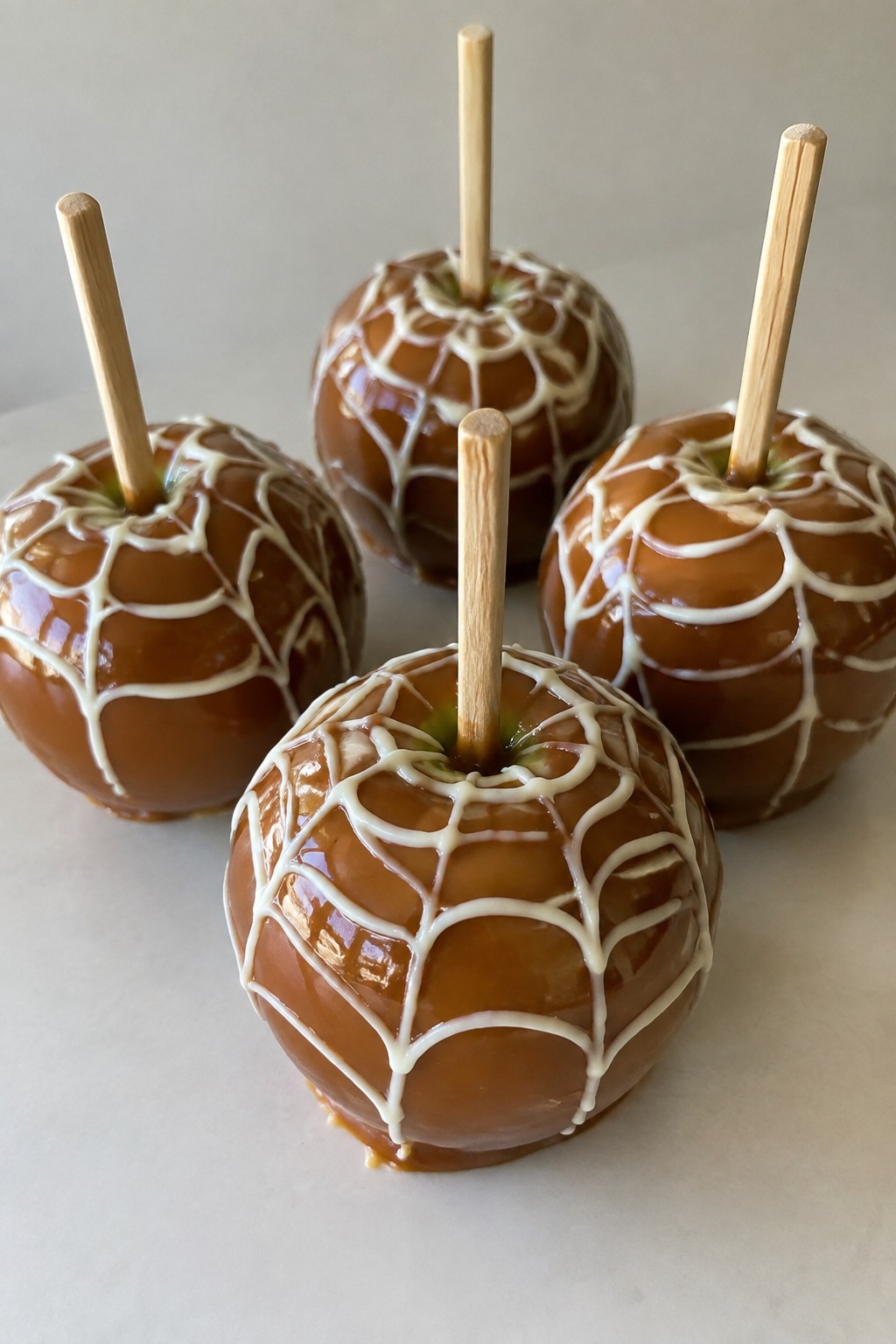 Spiderweb Caramel Apples