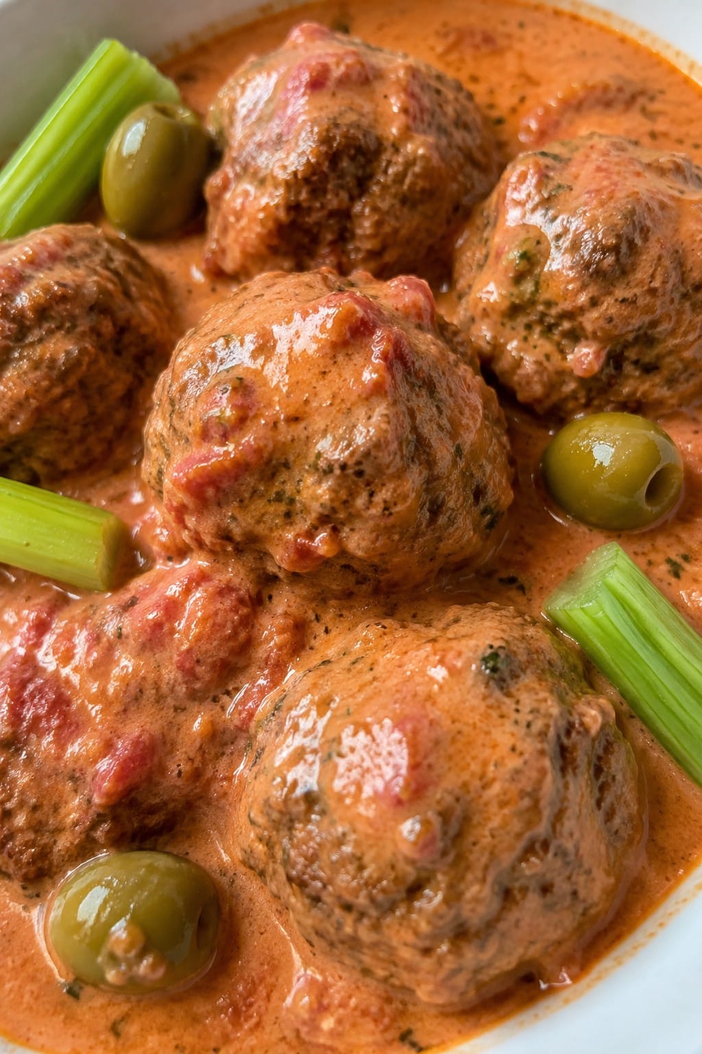 Bloody Mary Meatballs in Vodka Tomato Sauce