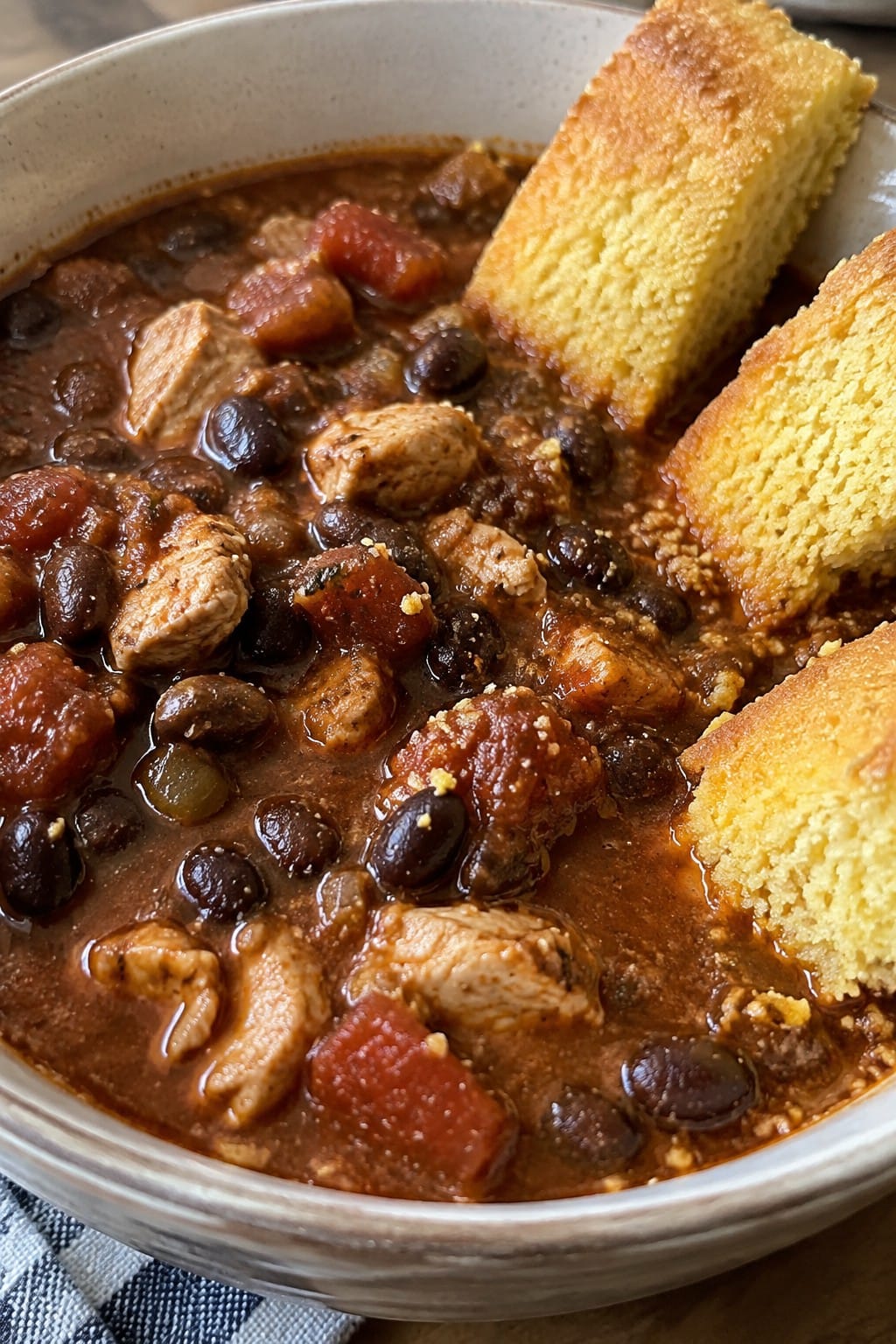 Cauldron Smoky Chicken Chili with Cornbread Dippers