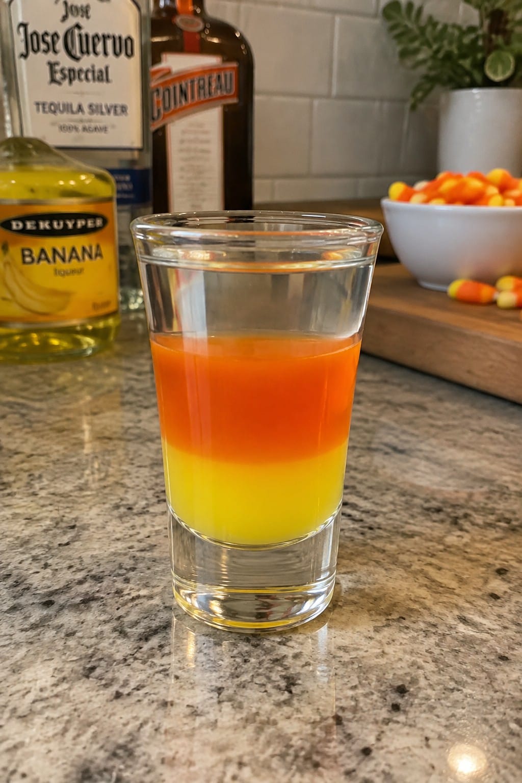 Candy Corn Layered Tequila Shot