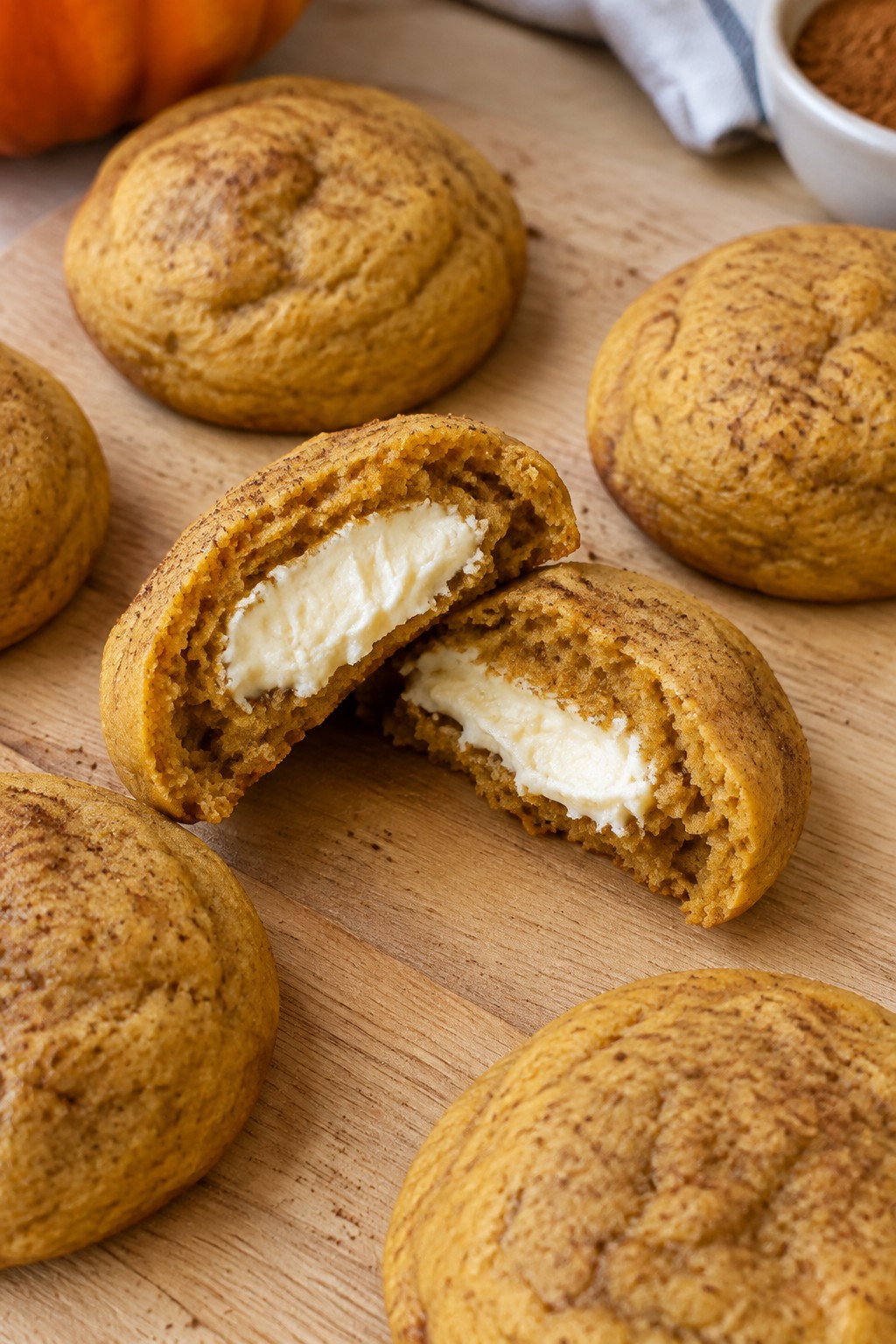 Cream Cheese Stuffed Pumpkin Cookies