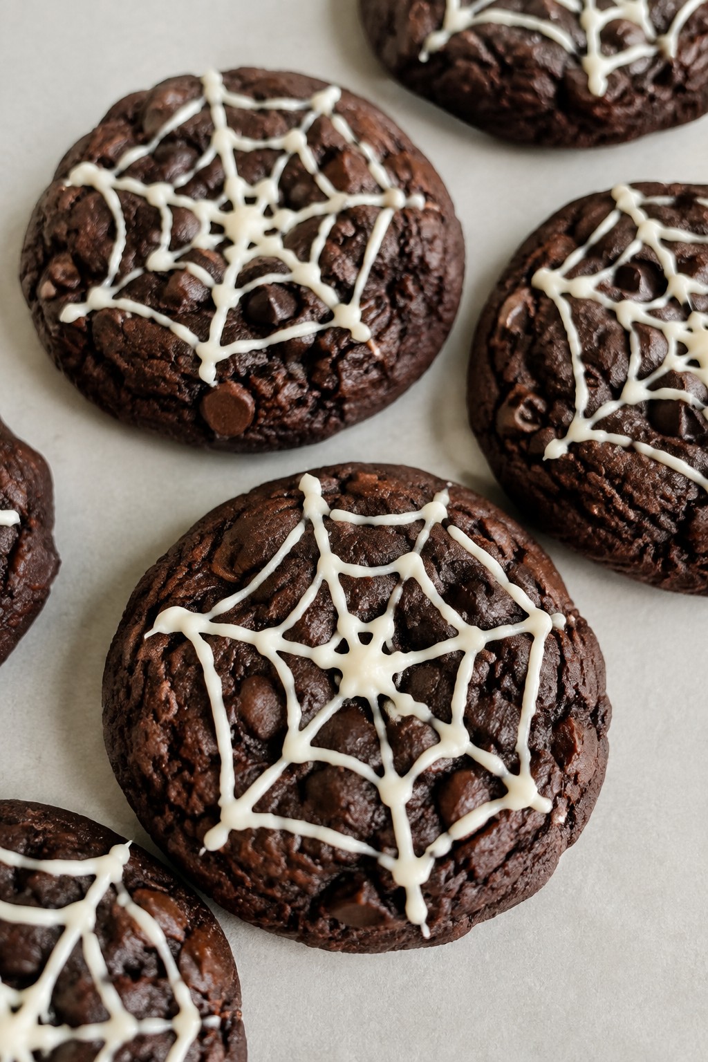 Double Chocolate Spiderweb Cookies