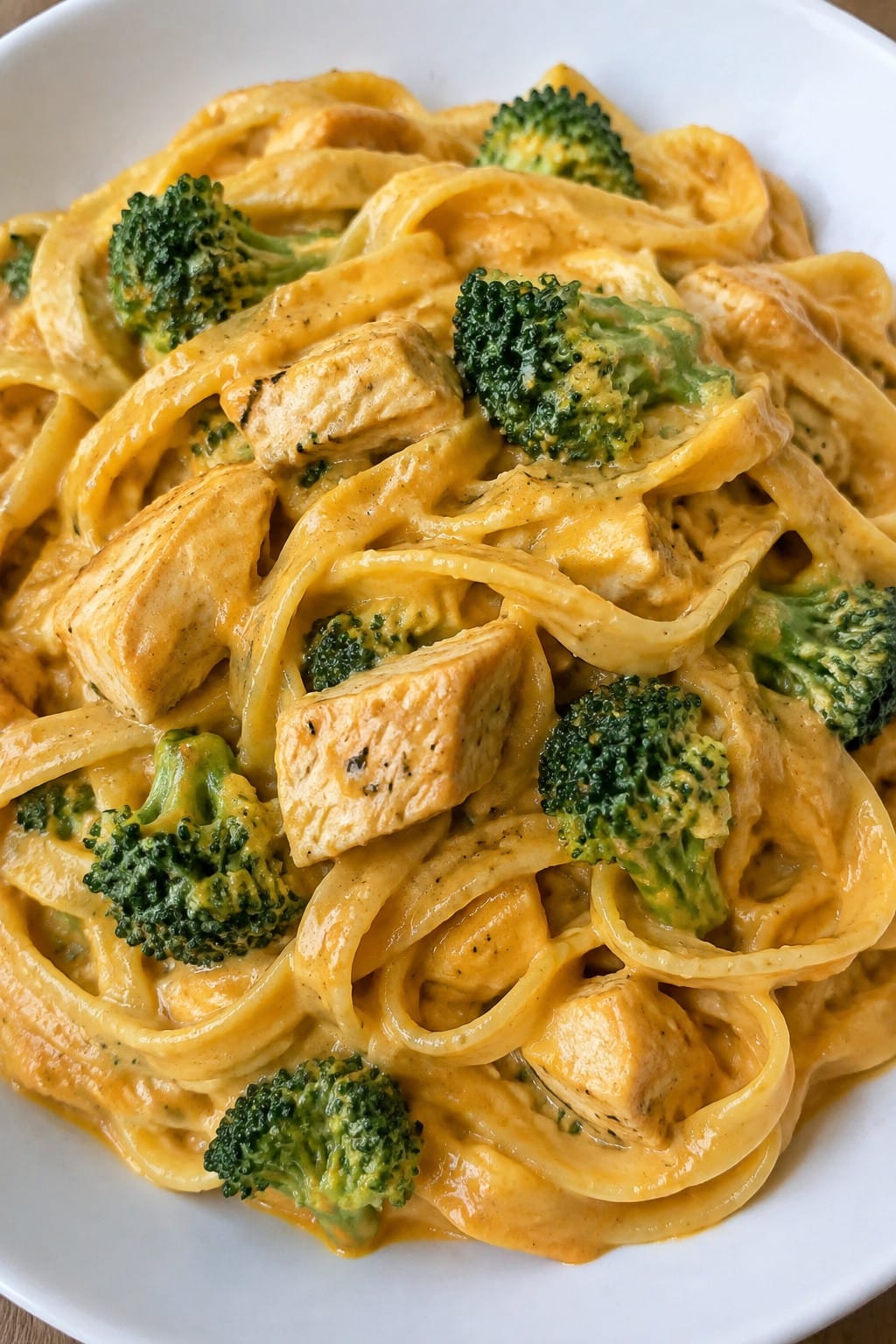 Creamy Pumpkin Alfredo with Chicken and Broccoli