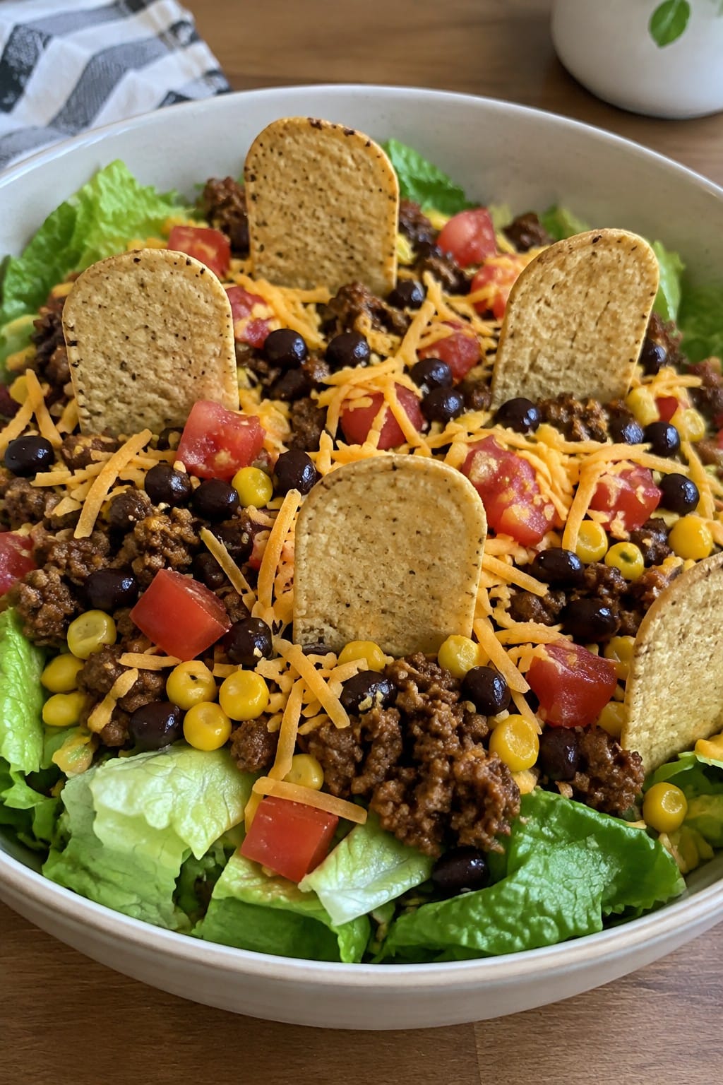 Graveyard Taco Salad with Crunchy Tortilla Chips