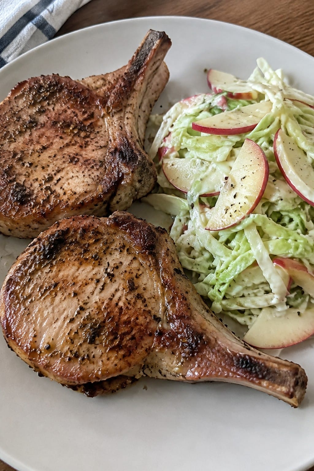 Skeleton Bone-In Pork Chops with Apple Slaw