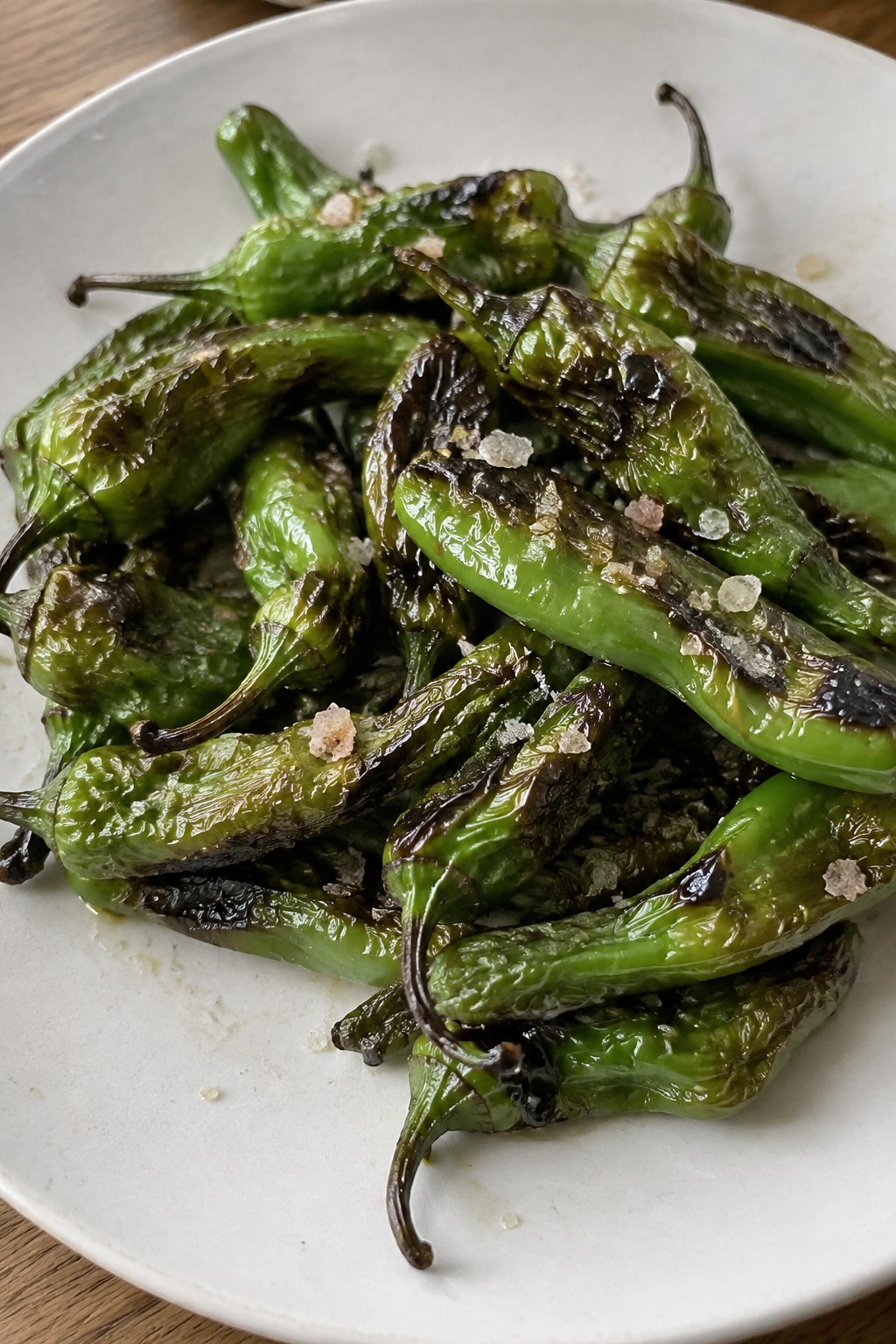 Charred Shishito Peppers with Smoked Sea Salt