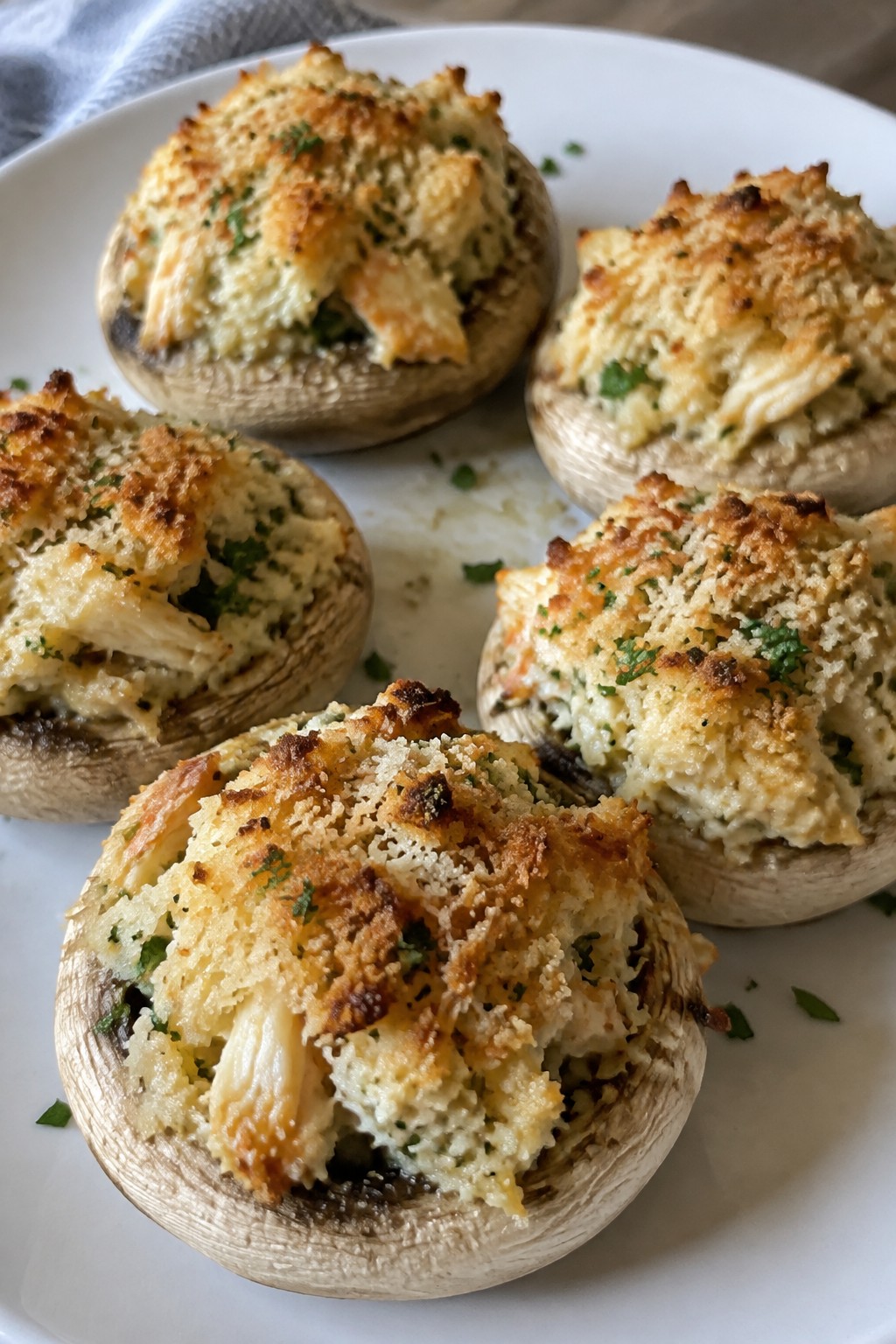 Garlic Butter Crab Stuffed Mushrooms