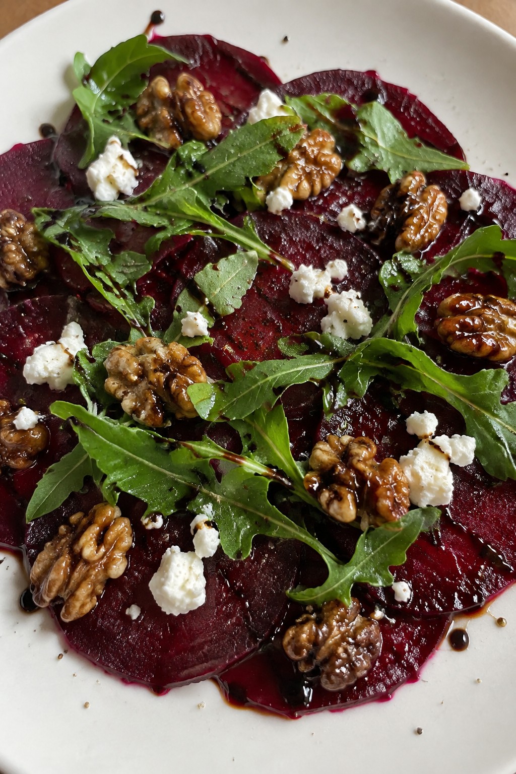 Roasted Beet Carpaccio with Candied Walnuts