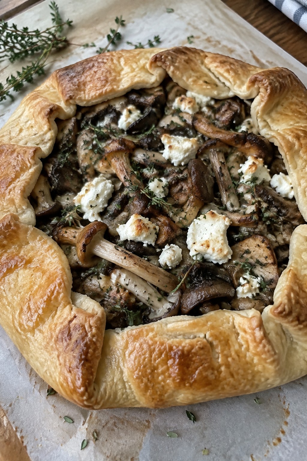 Wild Mushroom and Thyme Galette with Goat Cheese