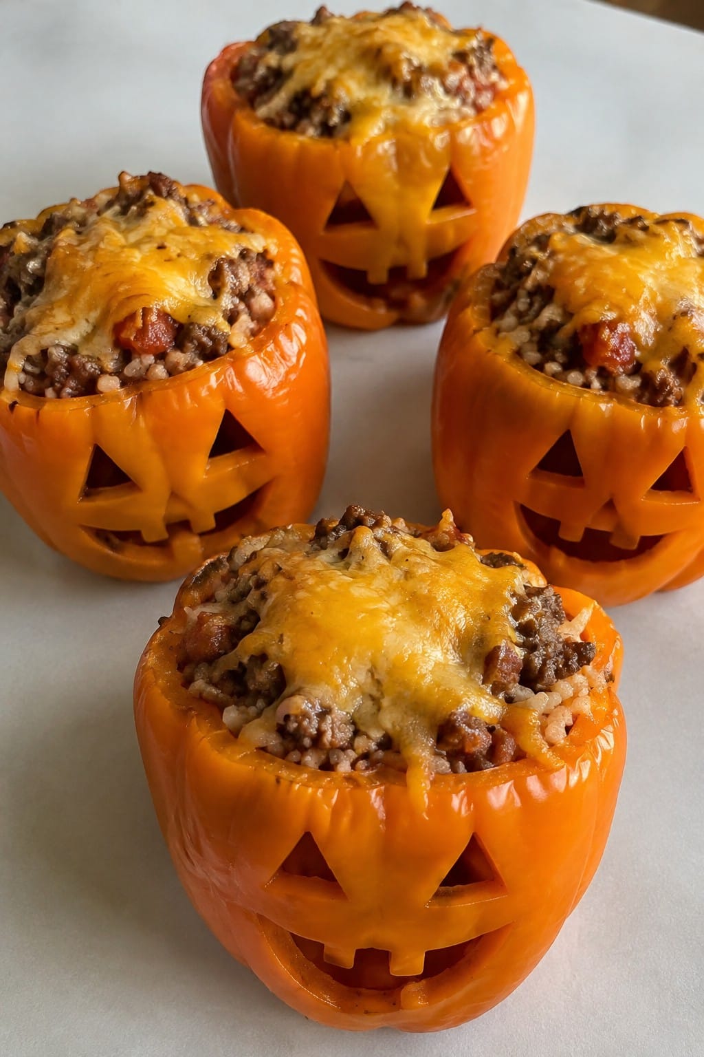 Jack-o'-Lantern Stuffed Bell Peppers