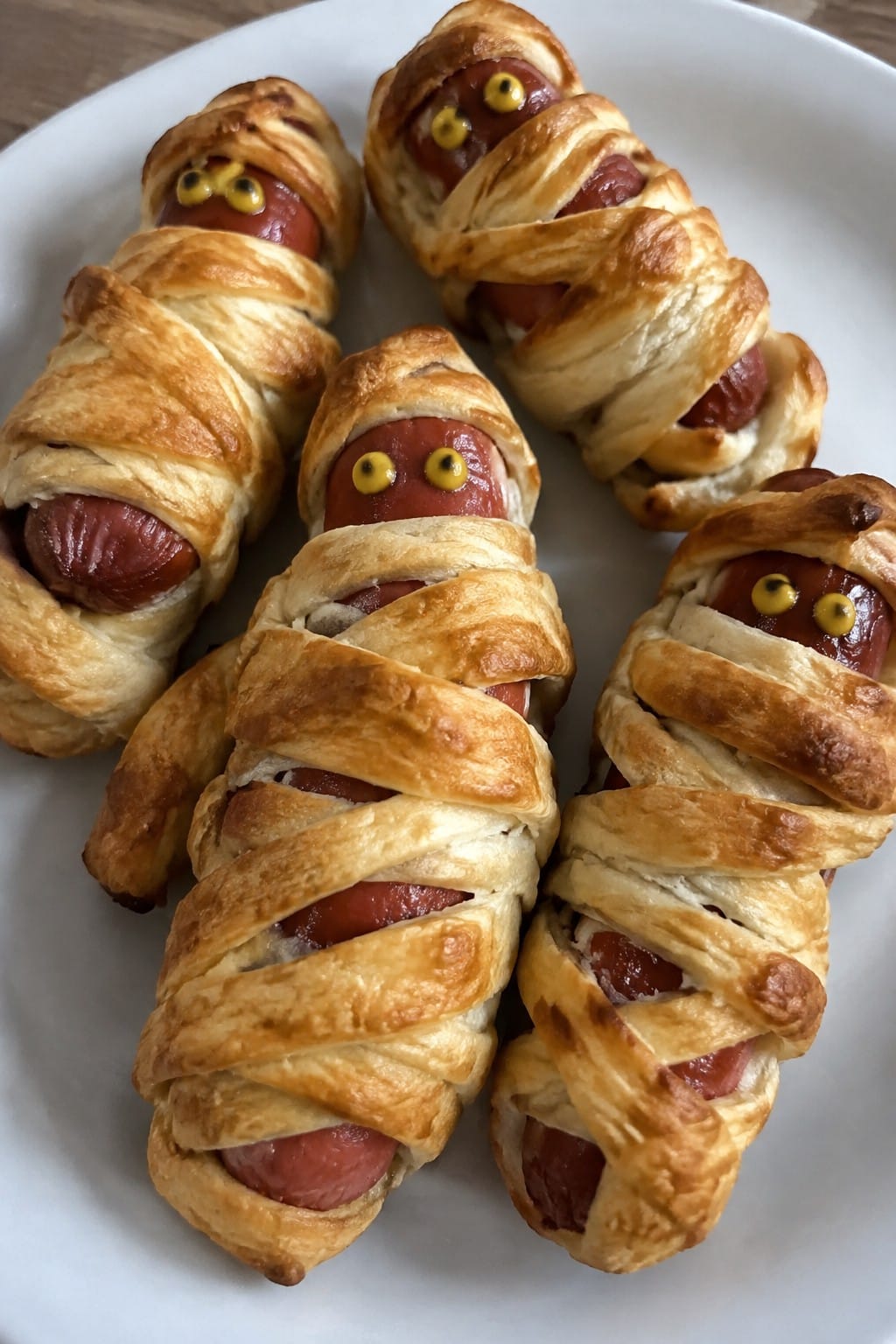 Mummy Hot Dogs Wrapped in Crescent Dough