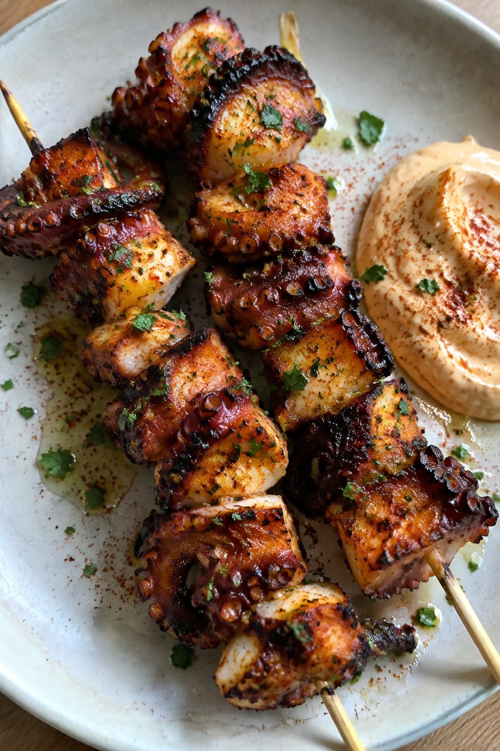 Charred Octopus Skewers with Smoked Paprika Aioli