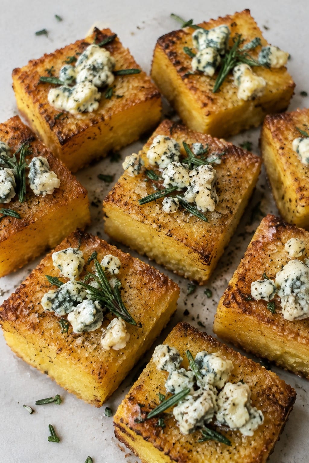 Crispy Polenta Bites with Gorgonzola and Rosemary