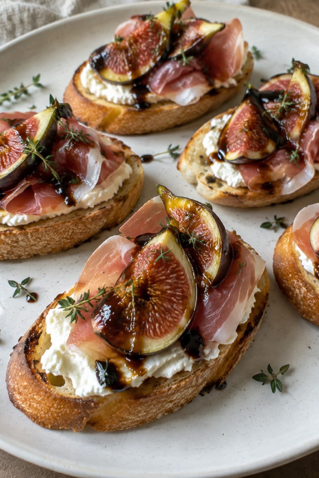 Fig and Prosciutto Crostini with Balsamic Glaze