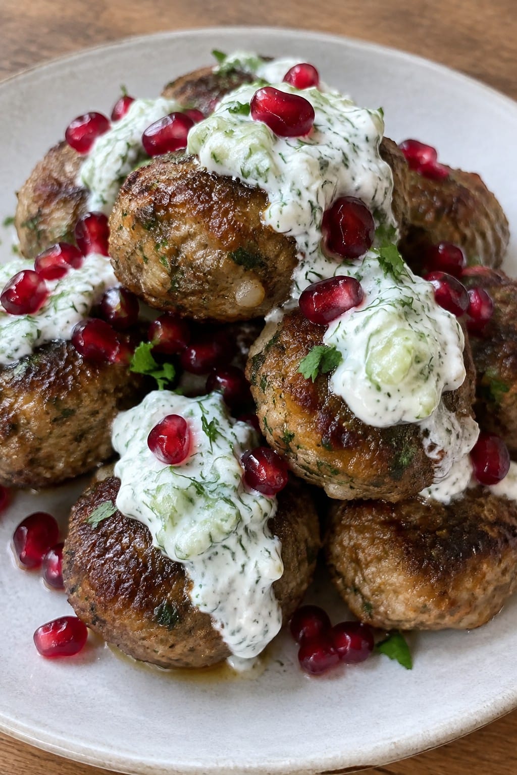 Lamb Kofta Meatballs with Tzatziki and Pomegranate