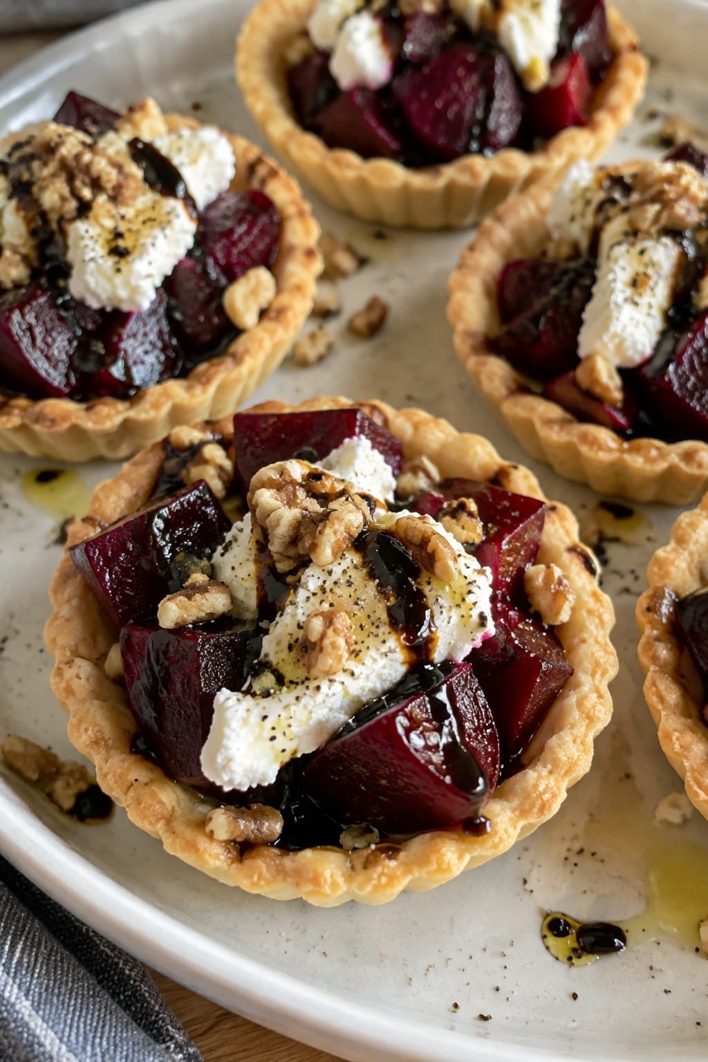 Roasted Beet and Goat Cheese Tartlets with Walnuts