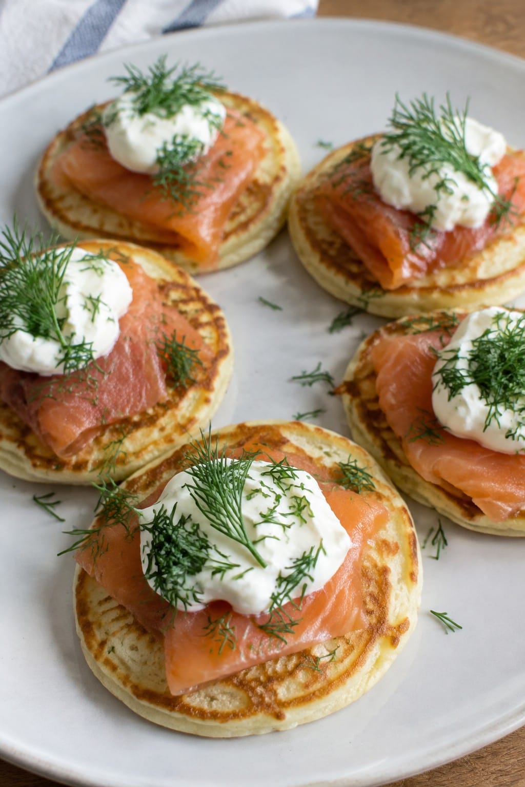 Smoked Salmon and Dill Blini with Crème Fraîche