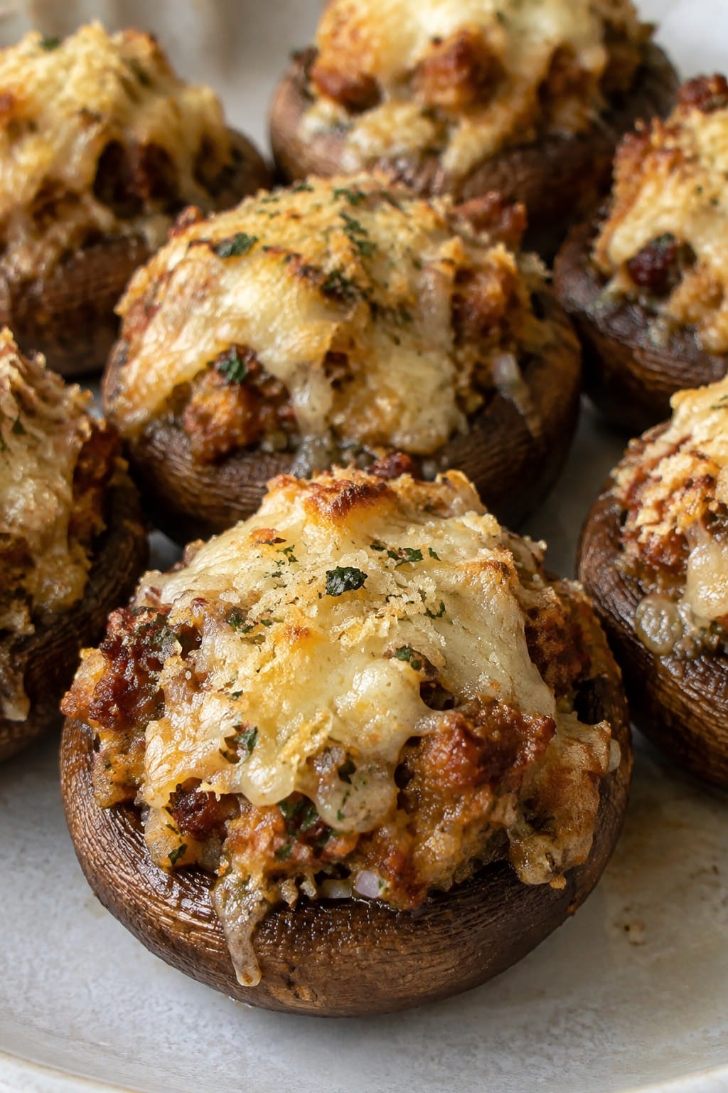 Spicy Chorizo-Stuffed Mushrooms with Manchego
