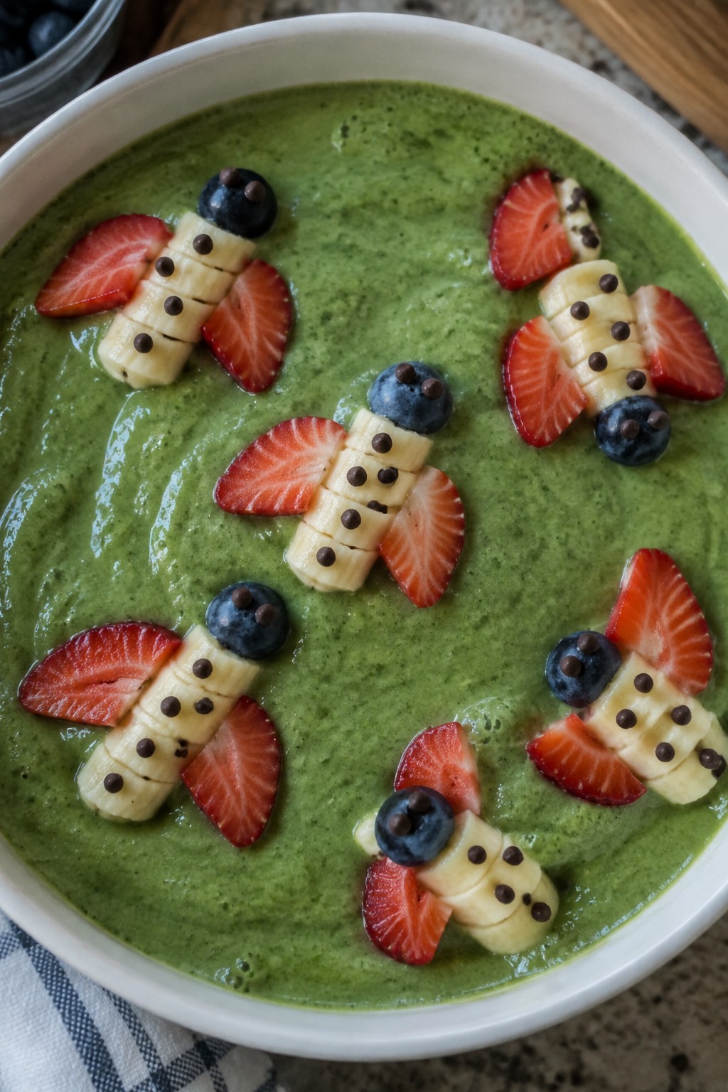 Creepy Crawler Smoothie Bowls with Fruit Toppings