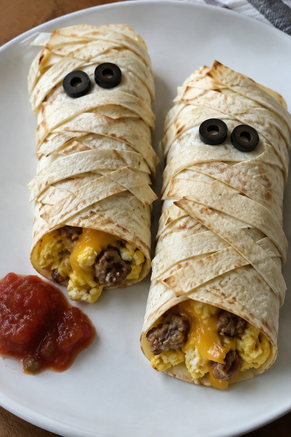 Mummy Breakfast Burritos with Salsa