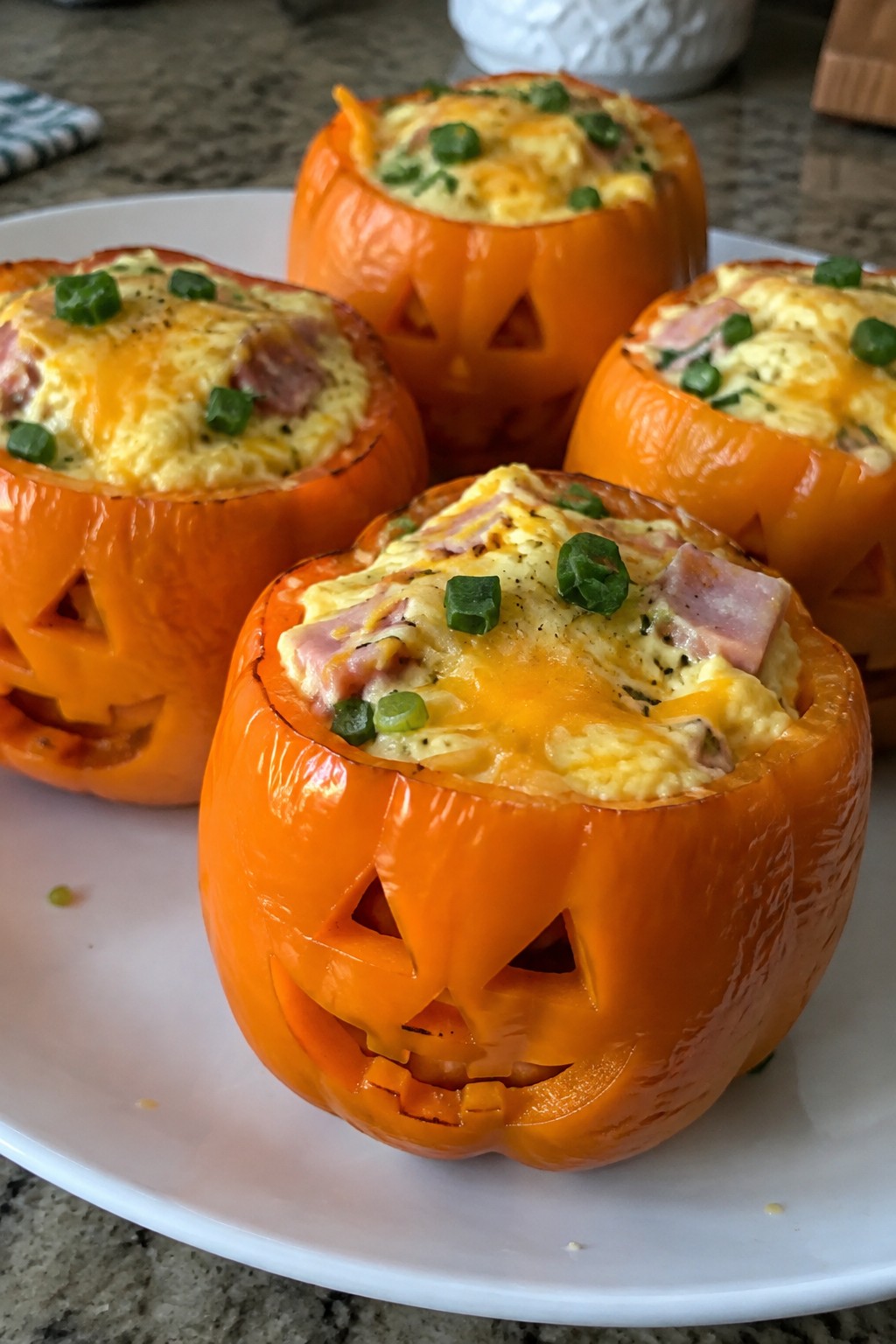 Spooky Stuffed Omelet Peppers