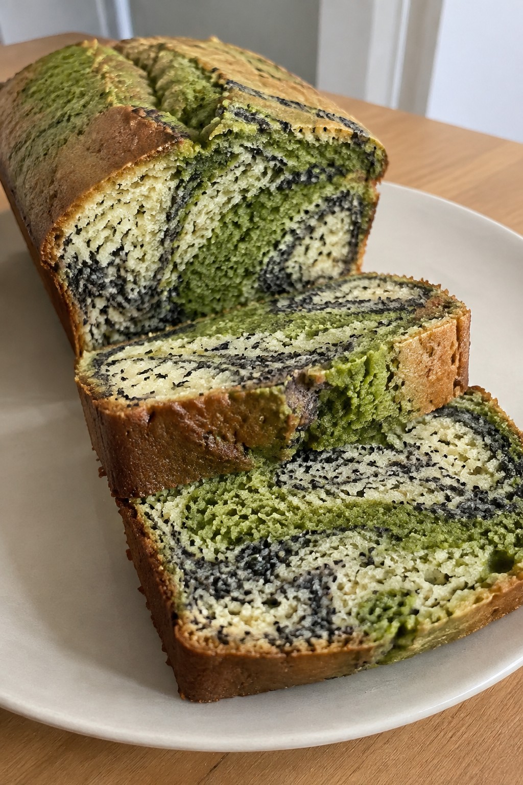 Black Sesame Matcha Marble Cake