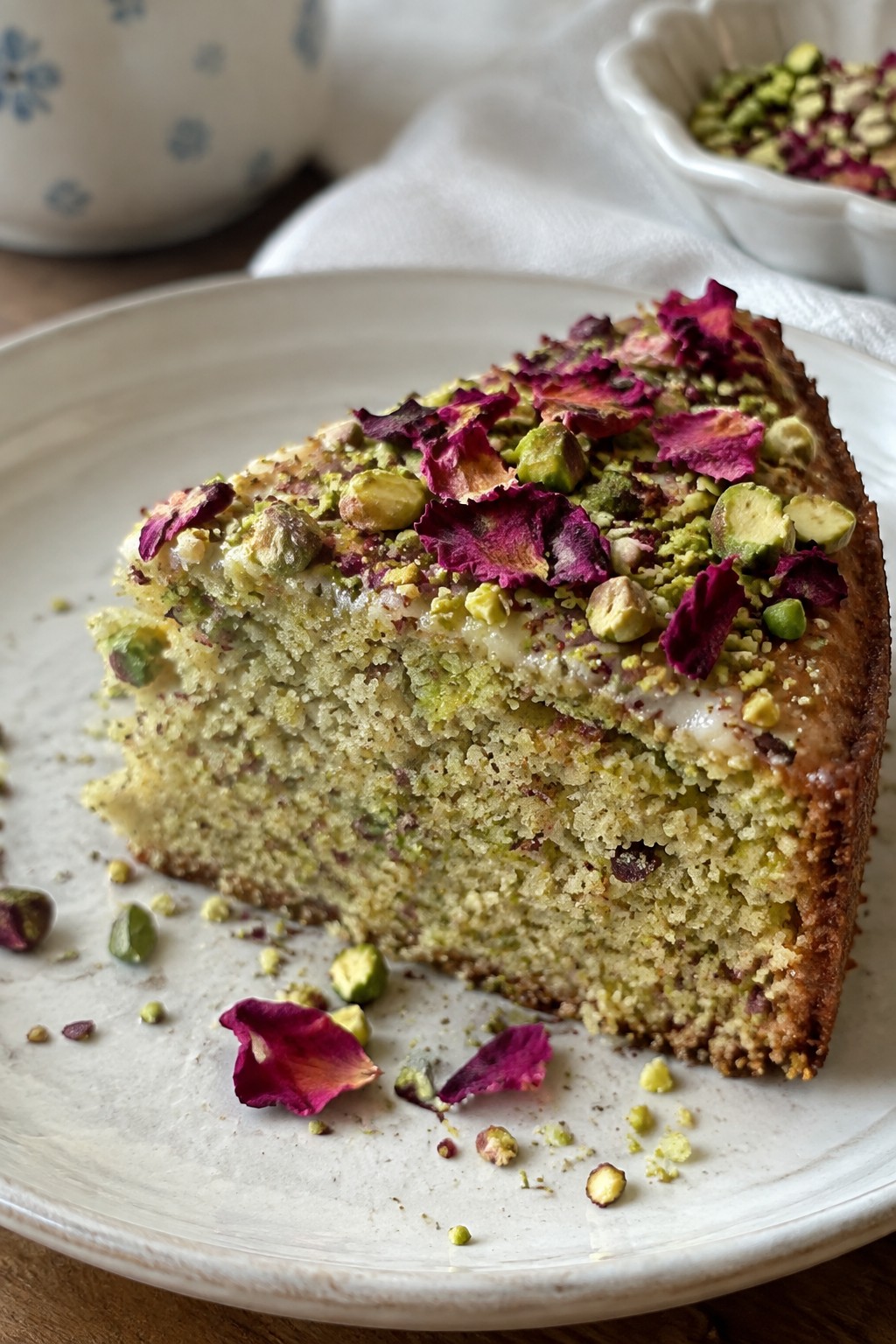 Cardamom Rose Pistachio Almond Cake