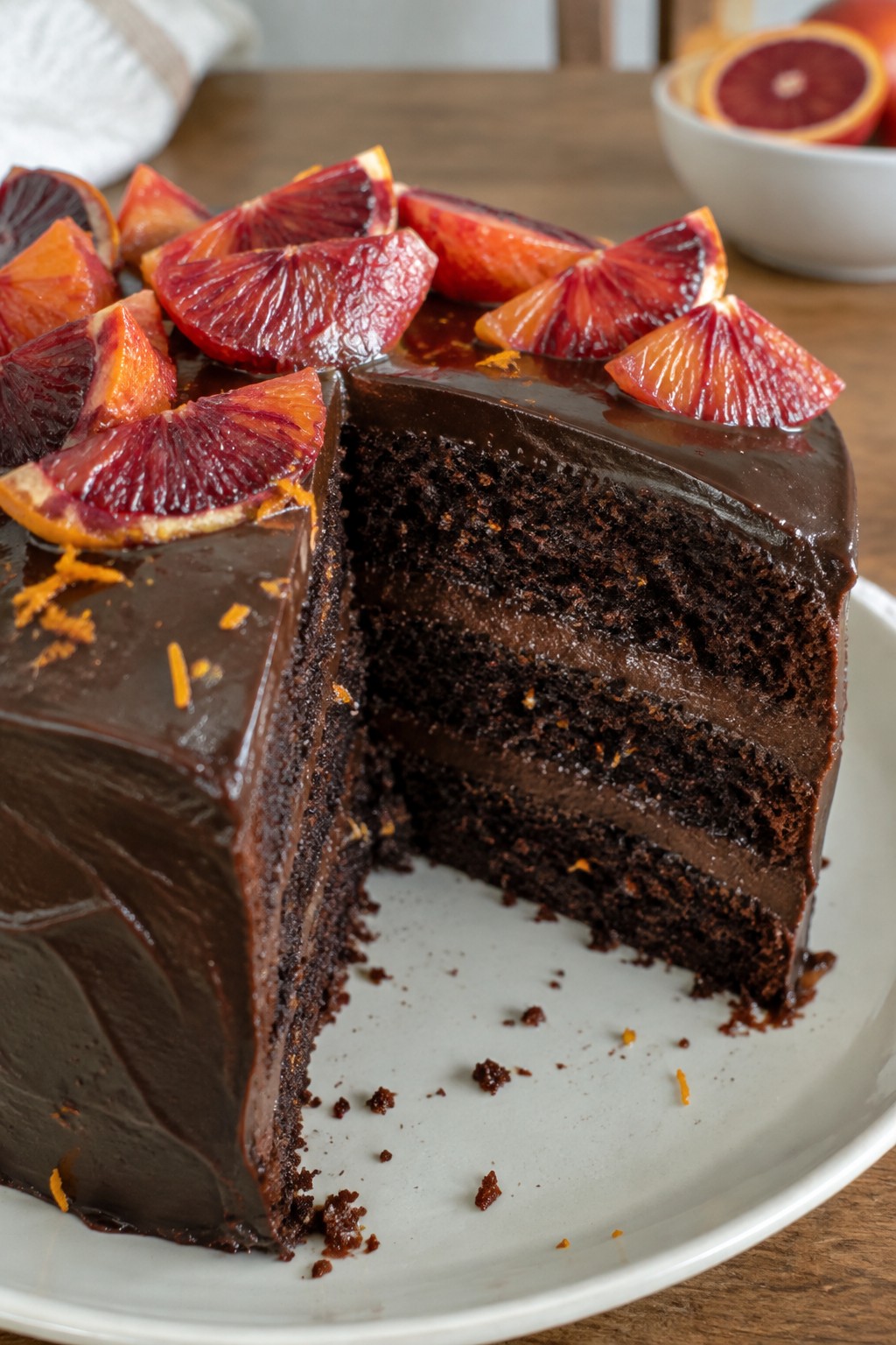 Dark Chocolate and Blood Orange Layer Cake