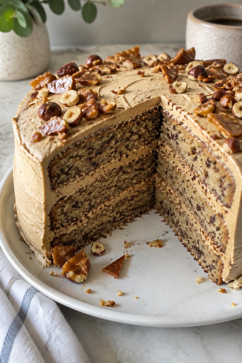 Hazelnut Praline Espresso Layer Cake