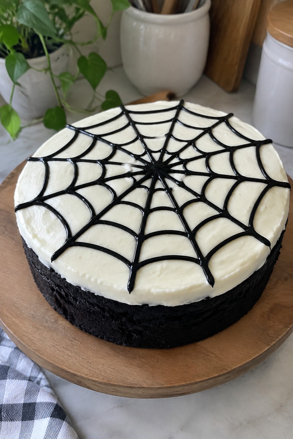 Black Velvet Spiderweb Cake