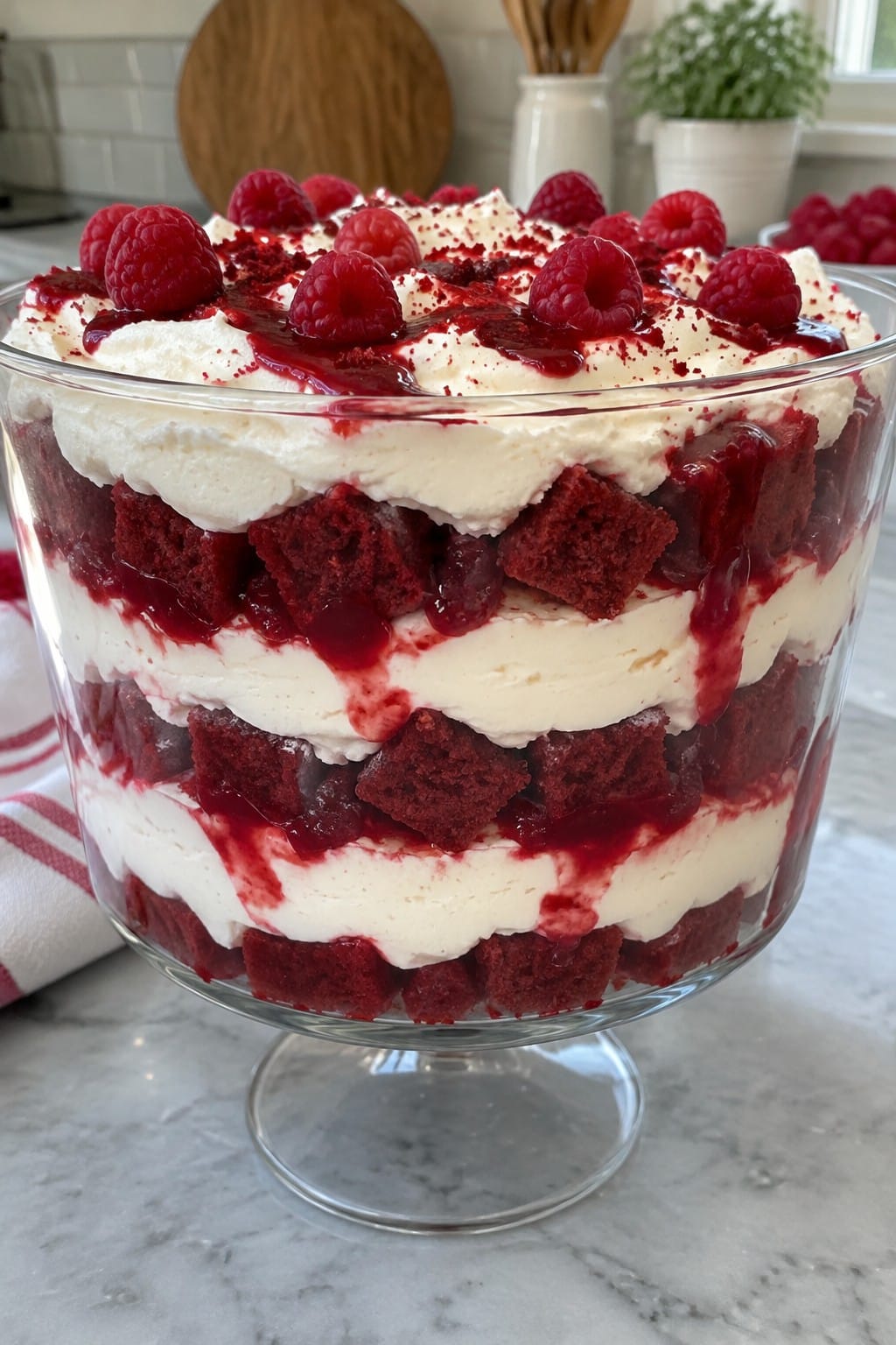 Bloody Red Velvet Trifle with Mascarpone Layers