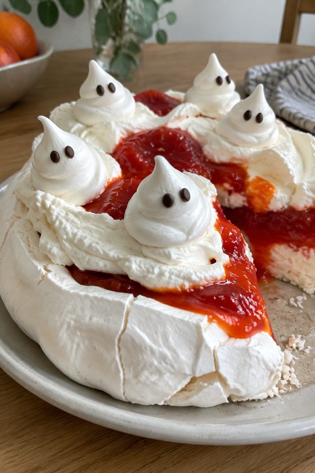 Ghost Meringue Pavlova with Blood Orange Curd