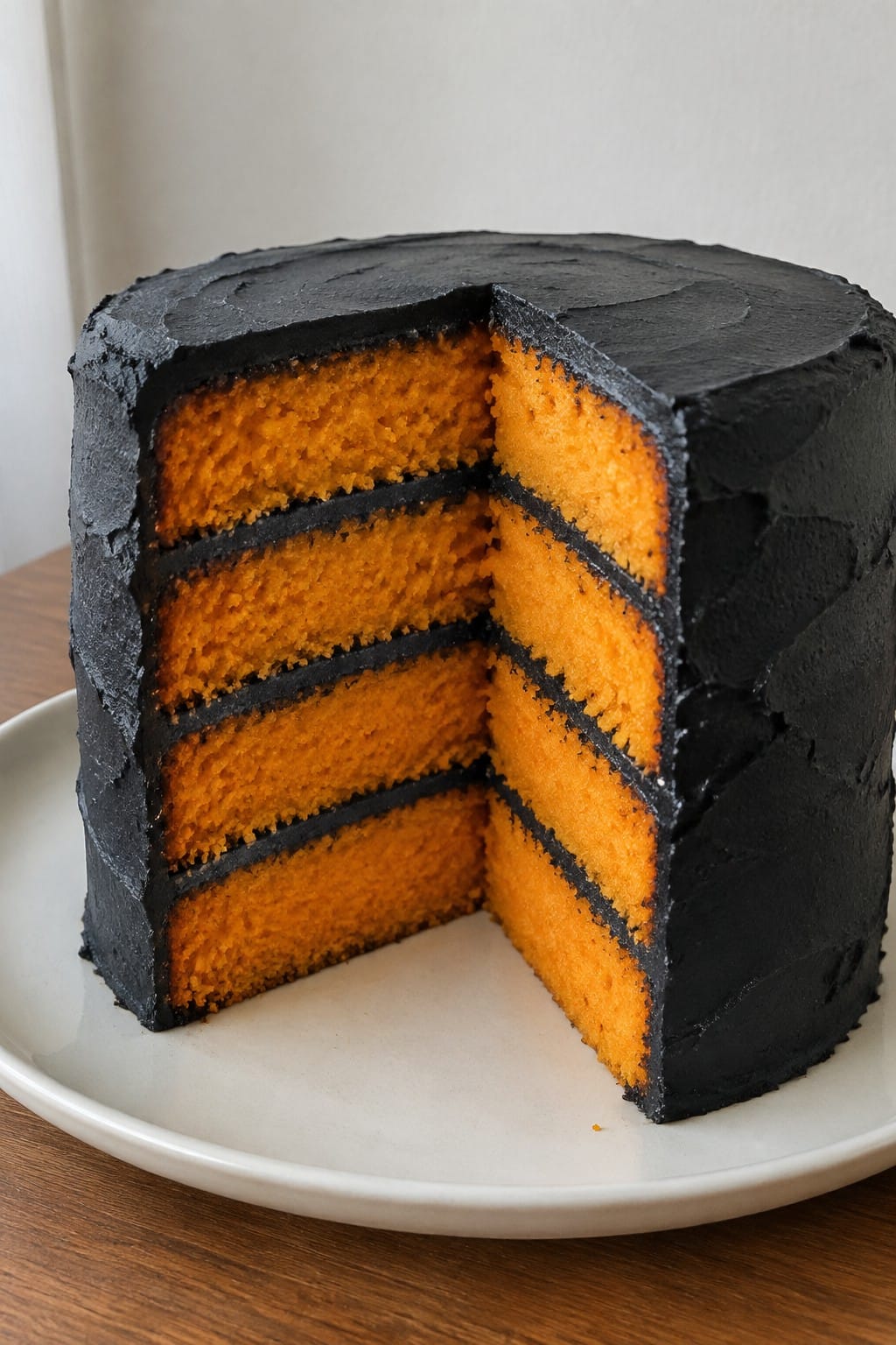 Orange Velvet Layer Cake with Black Cocoa Buttercream