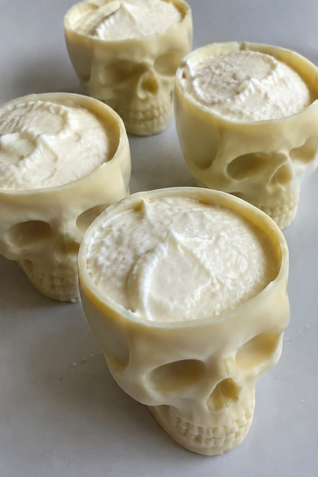 Skull-Shaped White Chocolate Mousse Cups