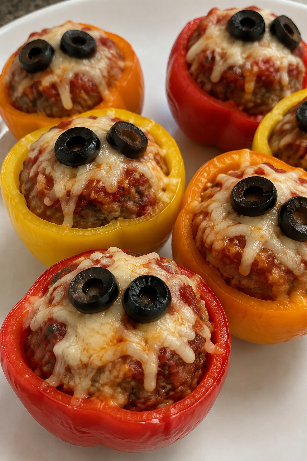 Monster Meatball Stuffed Bell Pepper Bites